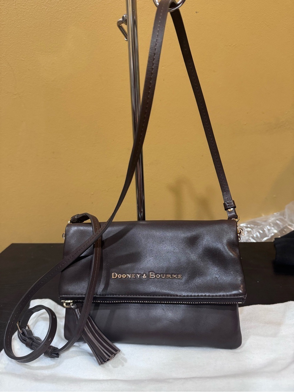 Dooney & Bourke Florentine Leather Foldover Zip Crossbody - Picture 4 of 15
